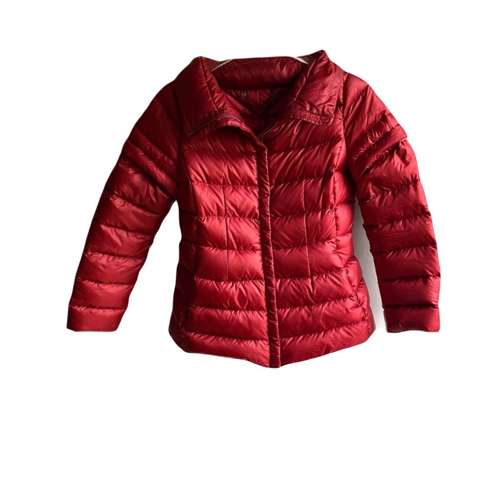 MaxMara Weekend Urban Puffer Jacket Size 2 Red Convertible Sleeves Pockets